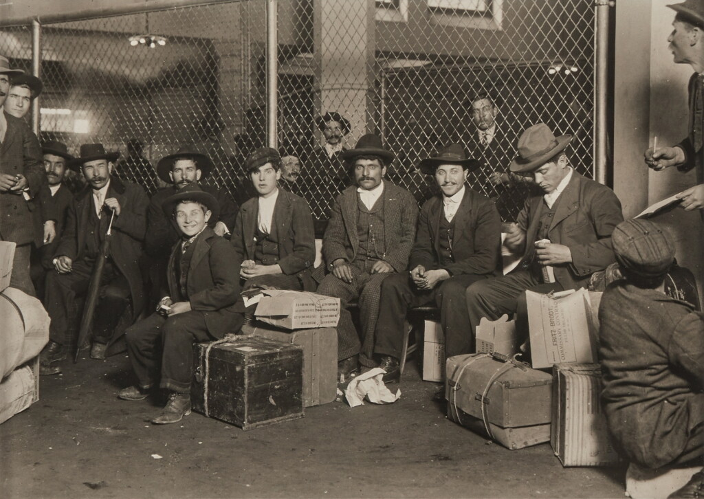 View full screen - View 1 of Lot 963. Group of Italians at Ellis Island.