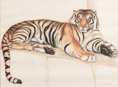 View full screen - View 1 of Lot 1122. Tigre couché | Tigre couché.