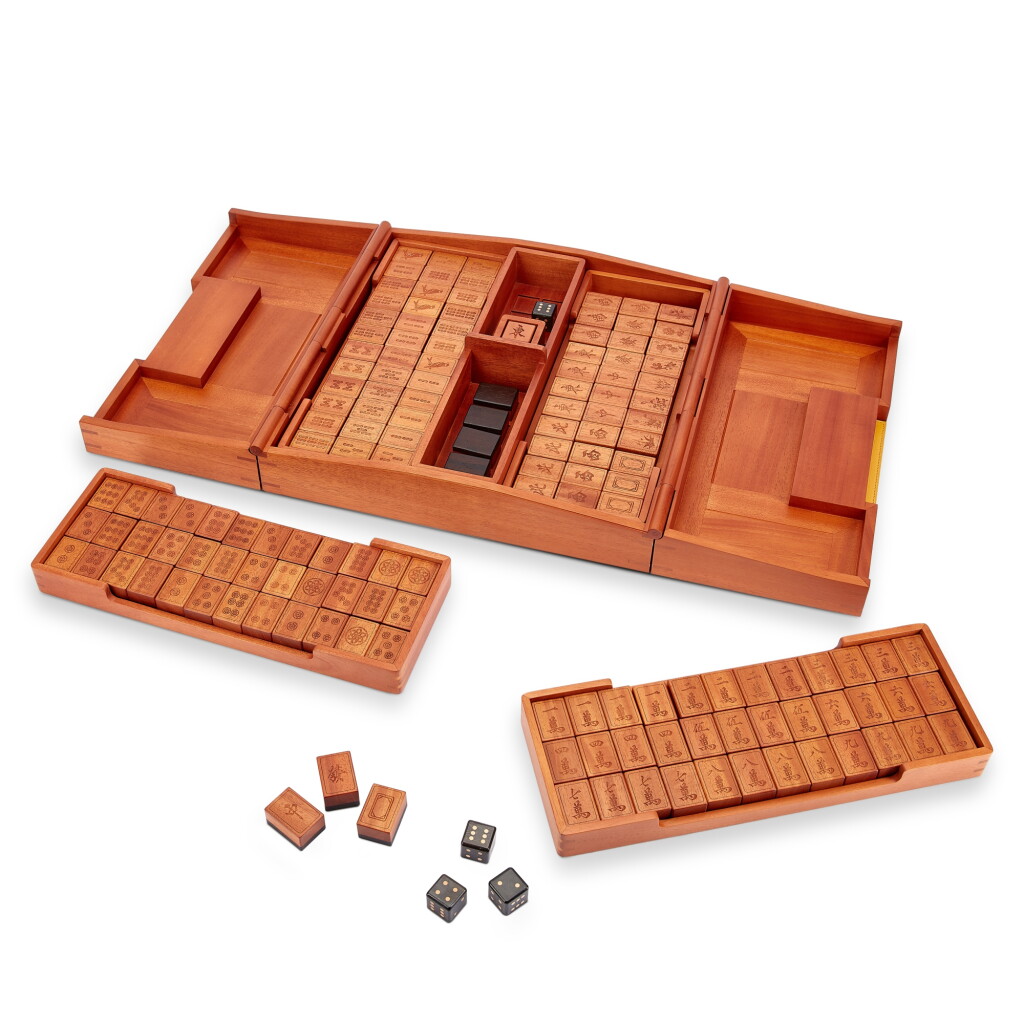 View full screen - View 1 of Lot 3158. Bleu de Malte Evercolor and Lizard Mahogany Macao Mahjong Game.