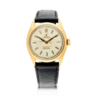 View full screen - View 1 of Lot 9. REFERENCE 6084 OYSTER PERPETUAL A PINK GOLD AUTOMATIC WRISTWATCH, CIRCA 1951.