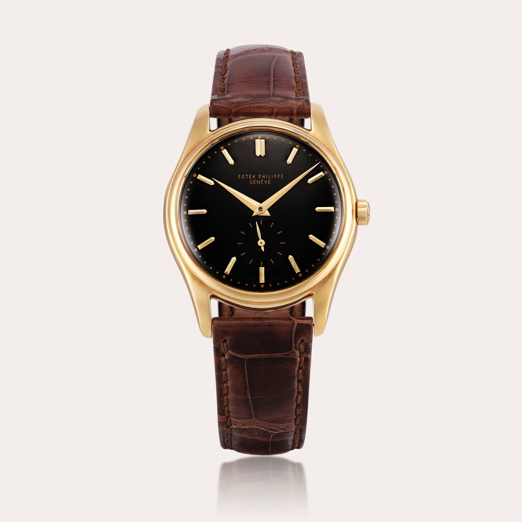 View full screen - View 1 of Lot 2255. Reference 2526 | A yellow gold wristwatch with black enamel dial, Made in 1955.