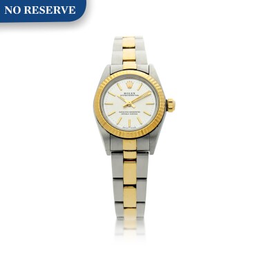 View full screen - View 1 of Lot 82. REFERENCE 76193 OYSTER PERPETUAL A STAINLESS STEEL AND YELLOW GOLD AUTOMATIC WRISTWATCH WITH BRACELET, CIRCA 2001.