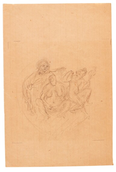 View full screen - View 1 of Lot 39. ALFRED KUBIN | STUDIE (STUDY) - RECTO SKIZZE VON EINEM GRAMMOFON UND ZWEI TANZENDEN FIGUREN (SKETCH OF A GRAMOPHONE WITH TWO FIGURES DANCING) - VERSO.