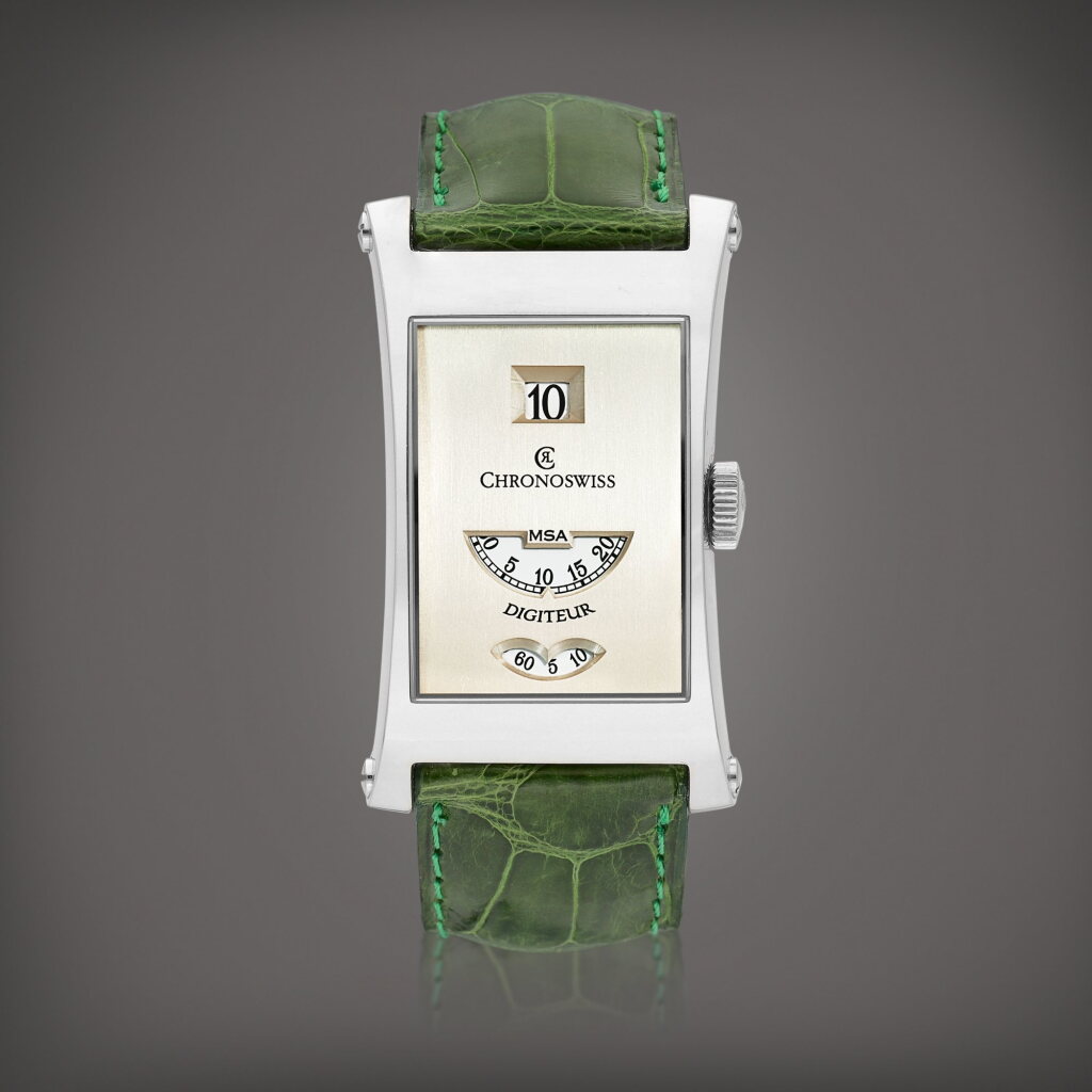 View full screen - View 1 of Lot 8822. Digiteur, Reference CH1371W | A limited edition white gold jumping hours wristwatch, Circa 2007 | Digiteur 型號CH1371W | 限量版白金跳時腕錶,約2007年製.