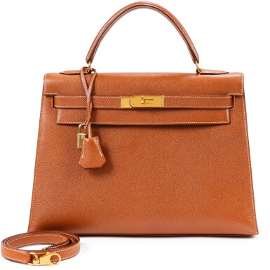 View full screen - View 1 of Lot 725. Vintage Gold Epsom Kelly 32 Sellier Gold Hardware, 1992.