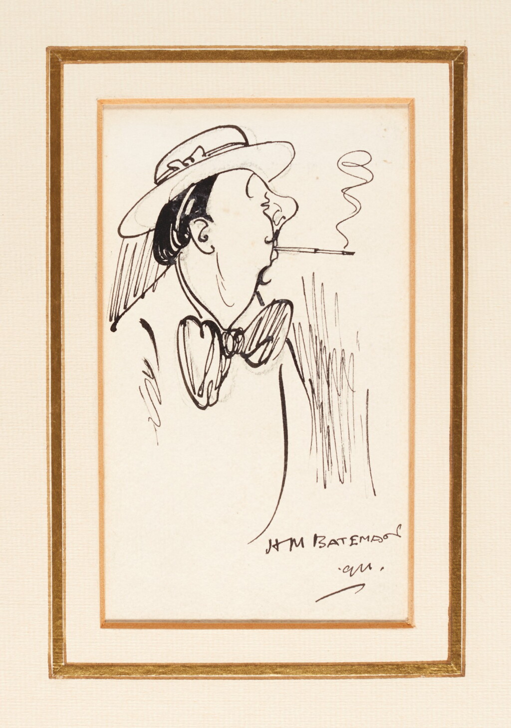 View full screen - View 1 of Lot 58. BATEMAN | Gentleman Smoking a Cigarette, original drawing, 1911.