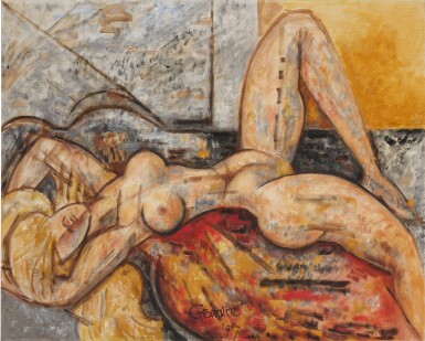 View full screen - View 1 of Lot 631. Nu couché sur gris et rouge.