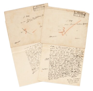 View full screen - View 1 of Lot 27. A. v. Humboldt | Two autograph letters to the sculptor Ernst Rietschel in Dresden, 1857 and 1858.