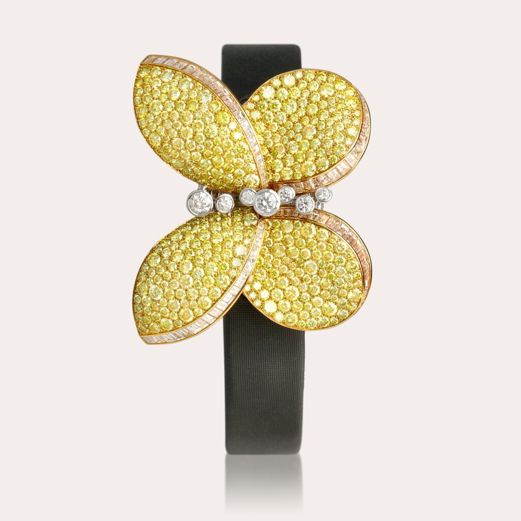 View full screen - View 1 of Lot 2127. Princess Butterfly Secret, Reference PBF23WGDYGYDD | A two-colour gold, diamond and yellow diamond-set wristwatch with concealed mother-of-pearl dial, Circa 2017.