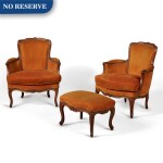 A Pair of Louis XV Beechwood Bergères, 18th Century