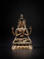 Statuette de Sadaksari en bronze doré, dynastie Qing, XIXe siècle | A gilt-bronze figure of Sadaksari, Qing dynasty, 19th century