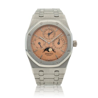 View full screen - View 1 of Lot 120. Royal Oak Perpetual Calendar, Ref. 25820PT.OO.0944PT.04 Platinum perpetual calendar wristwatch with leap-year indication, moon phases and bracelet Circa 2010 | 愛彼 | 25820PT.OO.0944PT.04型號「Royal Oak Perpetual Calendar」鉑金萬年曆鍊帶腕錶備閏年及月相顯示,年份約2010.