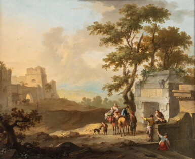 View full screen - View 1 of Lot 654. Italian Landscape with Ruins.