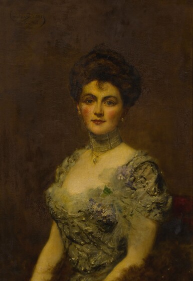 View full screen - View 1 of Lot 130. CHARLES-ÉMILE-AUGUSTE CAROLUS-DURAN | PORTRAIT OF A WOMAN.