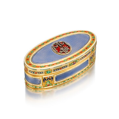 View full screen - View 1 of Lot 1108. A diamond-set gold and enamel snuff box, Paris, Nicolas Marguerit, 1778/1779 and later.