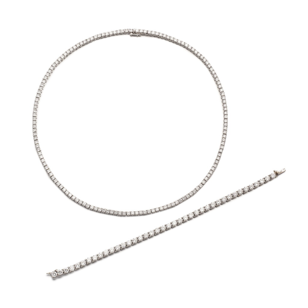 View full screen - View 1 of Lot 1932. Diamond Necklace and Bracelet | 卡地亞 | 鑽石 項鍊 及 手鍊.
