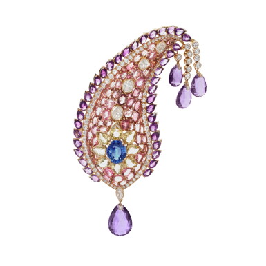 View full screen - View 1 of Lot 214. Gem set and diamond brooch | 寶石配鑽石別針.