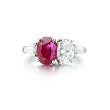 View full screen - View 1 of Lot 121. Ruby and diamond ring (Anello con rubino e diamanti).