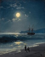 IVAN KONSTANTINOVICH AIVAZOVSKY | SAILING SHIP ON A CALM SEA BY MOONLIGHT