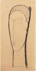 Tête de trois quarts vers la droite (recto); Tête de face esquissée (verso)