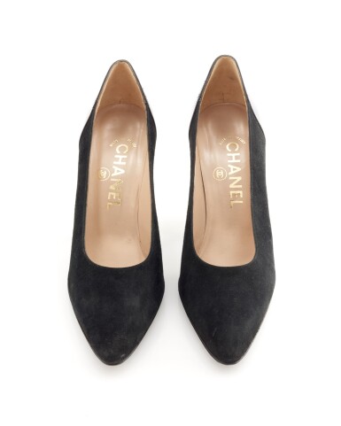 View full screen - View 1 of Lot 183. Pair of black suede leather and patent leather pumps.