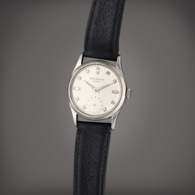 View full screen - View 1 of Lot 61. Reference 96 Calatrava | A platinum and diamond-set wristwatch, Circa 1960.