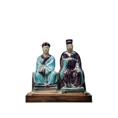 View full screen - View 1 of Lot 148. A fahua-glazed 'official' group, Ming dynasty.