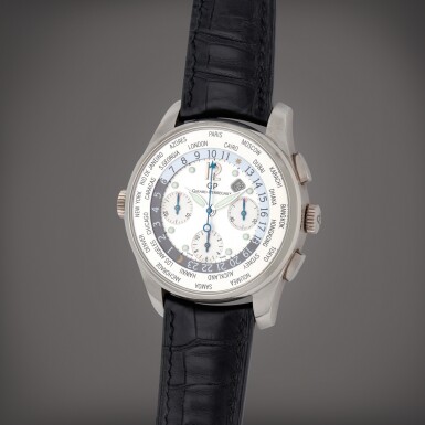 View full screen - View 1 of Lot 460. WW.TC, Reference 49805 | A limited edition white gold world time chronograph wristwatch with date | Circa 2007.