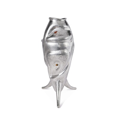 View full screen - View 1 of Lot 488. An Italian Silver and Hardstone "Fish" Vase, Roberto Ceccherini for Arrigo Finzi, Milan, Circa 1960's.