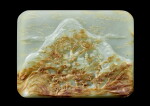 An imperial gilt-inscribed pale celadon and russet jade 'landscape' table screen, Qing dynasty, Qianlong period | 清乾隆 御製青白玉描金「棲霞秋色」圖座屏