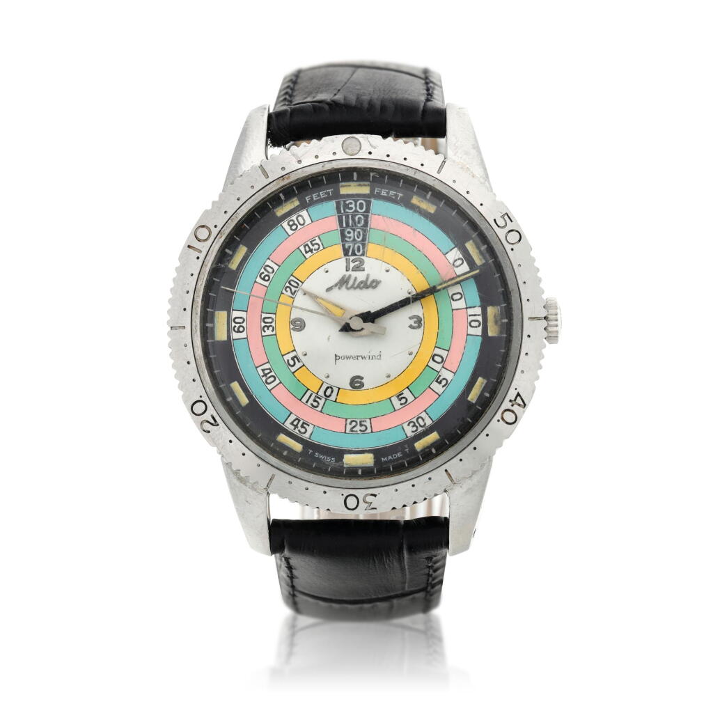 View full screen - View 1 of Lot 214. Powerwind 'Rainbow' Diver A stainless steel wristwatch, Circa 1960.