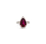 PINK TOURMALINE AND DIAMOND RING