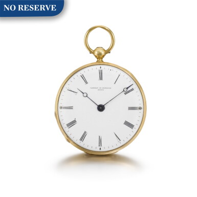 View full screen - View 1 of Lot 57. Gold, Enamel and Pearl-Set Fob Watch, Circa 1850.