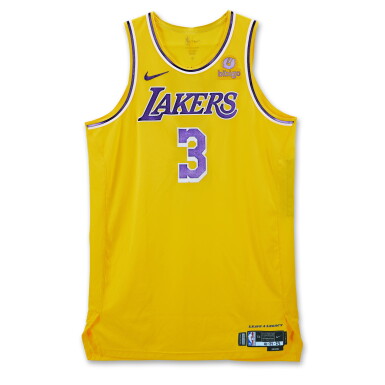 View full screen - View 1 of Lot 49. Anthony Davis Los Angeles Lakers 2023-2024 Kia NBA Tip-Off Game Worn Away Jersey.