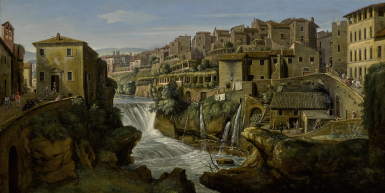 View full screen - View 1 of Lot 63. GASPAR VAN WITTEL, CALLED VANVITELLI | VIEW OF TIVOLI WITH THE OLD WATERFALL AND LEFT BANK OF THE RIVER ANIENE.