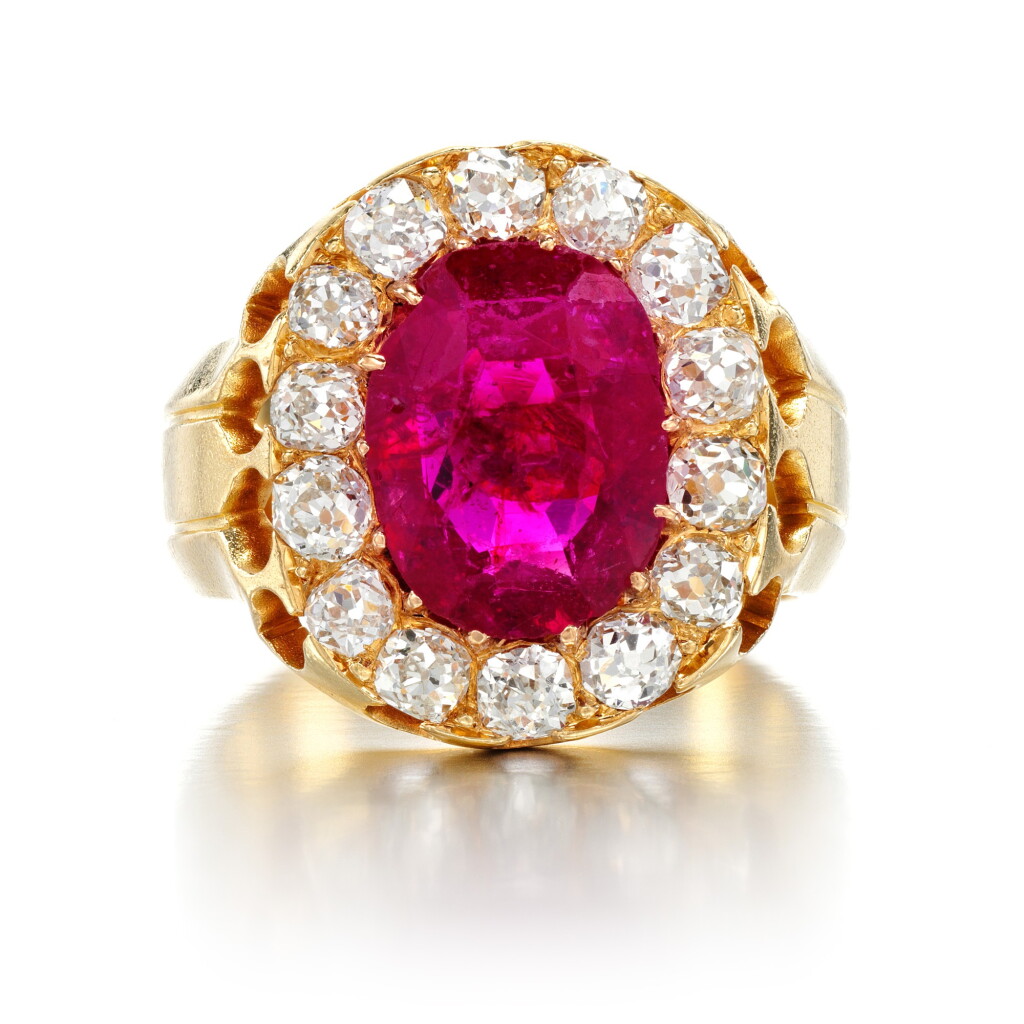 View full screen - View 1 of Lot 6. Ruby and diamond ring, late 19th century.