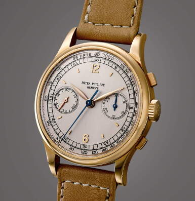 View full screen - View 1 of Lot 2036. Reference 530 | An oversized pink gold chronograph wristwatch, Made in 1951 | 百達翡麗 | 型號530 | 特大粉紅金計時腕錶,1951年製.
