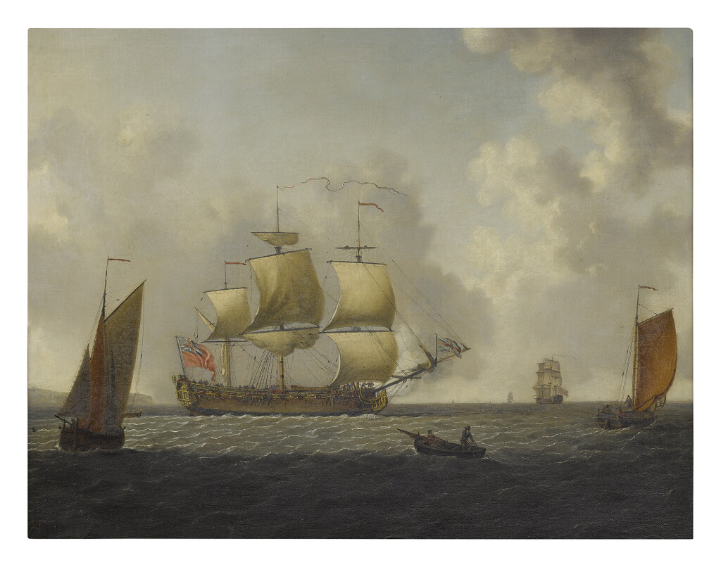 View full screen - View 1 of Lot 285. FRANCIS SWAINE | AN ENGLISH MAN-O'-WAR WITH OTHER SHIPS SAILING IN A FRESH BREEZE.