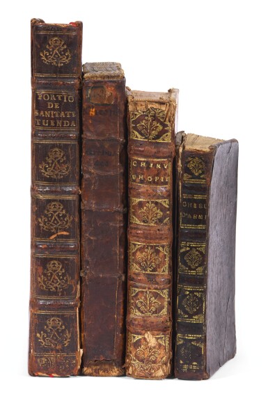 View full screen - View 1 of Lot 309. Medical works, French and Latin, 4 vol., by Chesne (1576), Belloste (1696), Abeille (1696) and Portio (1739).