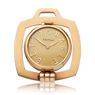 View full screen - View 1 of Lot 398. 'Betty Grable' Retailed by Cartier, A yellow gold desk timepiece, Circa 1955.