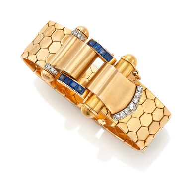 View full screen - View 1 of Lot 49. SAPPHIRE AND DIAMOND BRACELET (BRACCIALE CON DIAMANTI E ZAFFIRI) .