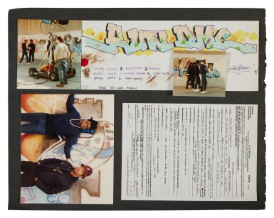 View full screen - View 1 of Lot 36. Original Black Book study for mural by graffiti artist Freedom for Run-DMC's appearance on Reading Rainbow, 1986.