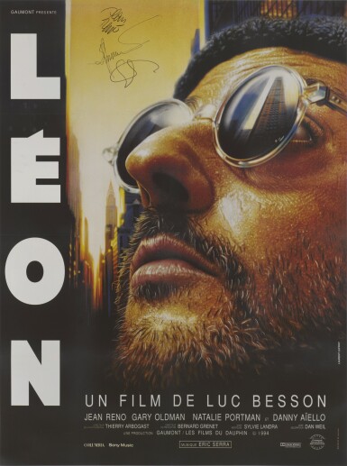 View full screen - View 1 of Lot 64. LEON (1994) POSTER, FRENCH, SIGNED BY LUC BESSON; JEAN RENO AND GARY OLDMAN.