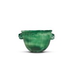 A small green and white glass bowl, Qing dynasty, 18th century | 清十八世紀 涅白绿料雙耳小盌