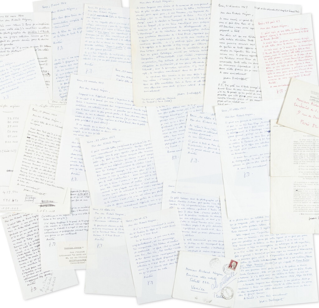 View full screen - View 1 of Lot 100. Importante correspondance à Richard Negrou, qui fut son collaborateur de 1963 à 1964. .