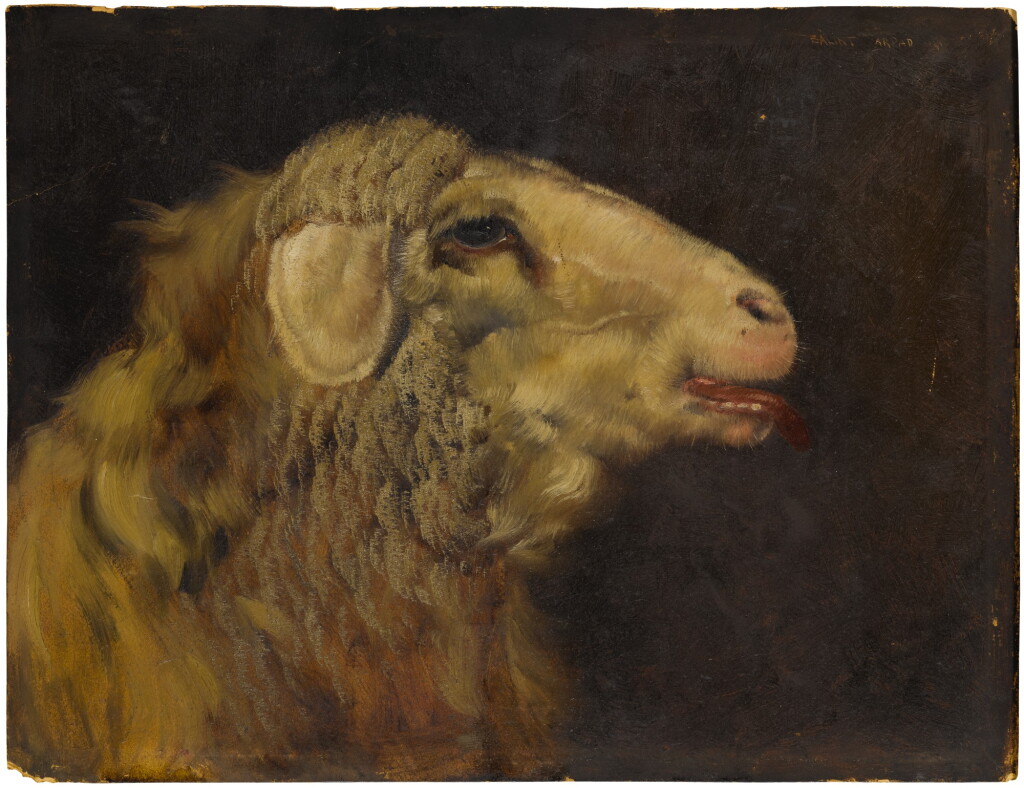 View full screen - View 1 of Lot 111. Sold Without Reserve | ARPAD BALINT | A PROFILE HEAD STUDY OF A LAMB.