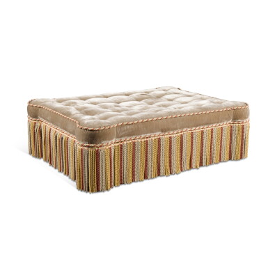 View full screen - View 1 of Lot 76. A velvet upholstered ottoman, modern, by David Laws.