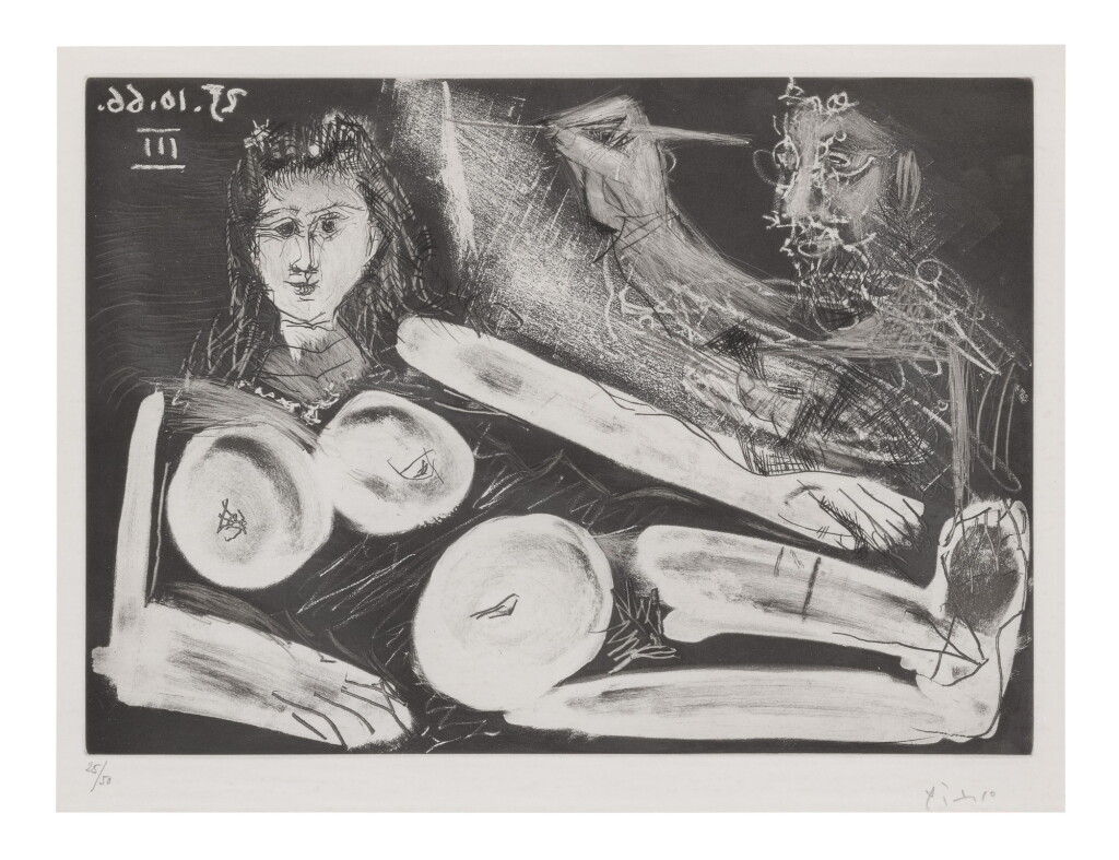 View full screen - View 1 of Lot 83. PABLO PICASSO | PEINTRE ET MODÈLE AU COLLIER (B. 1389; BA. 1411).