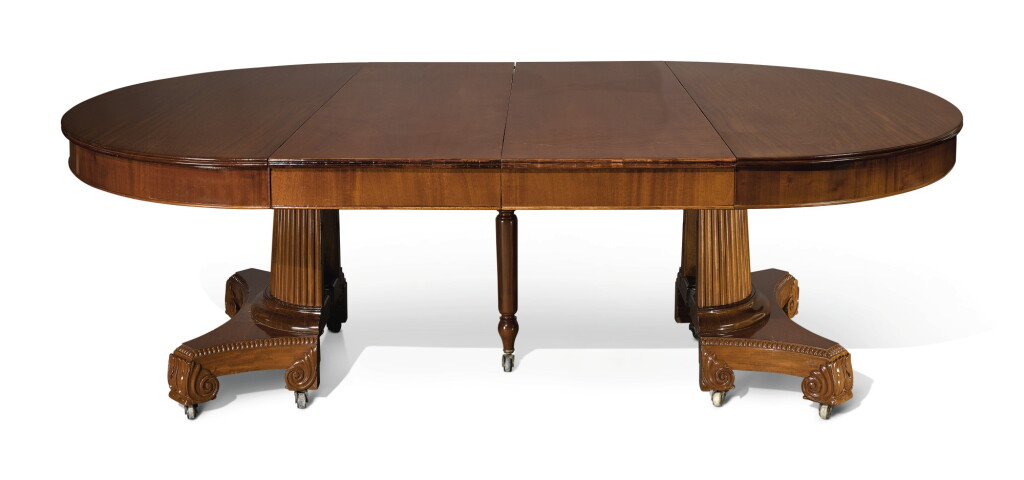 View full screen - View 1 of Lot 283. A CONTINENTAL NEOCLASSICAL MAHOGANY DINING TABLE, 19TH CENTURY .