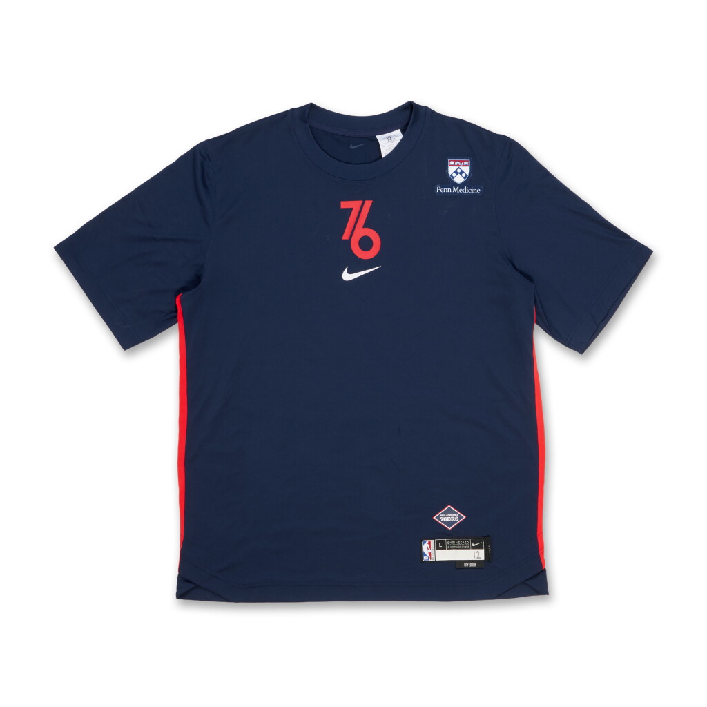 View full screen - View 1 of Lot 190. Tobias Harris Philadelphia 76ers 2023-2024 Game Worn City Edition Warmup Top | Double-Double.